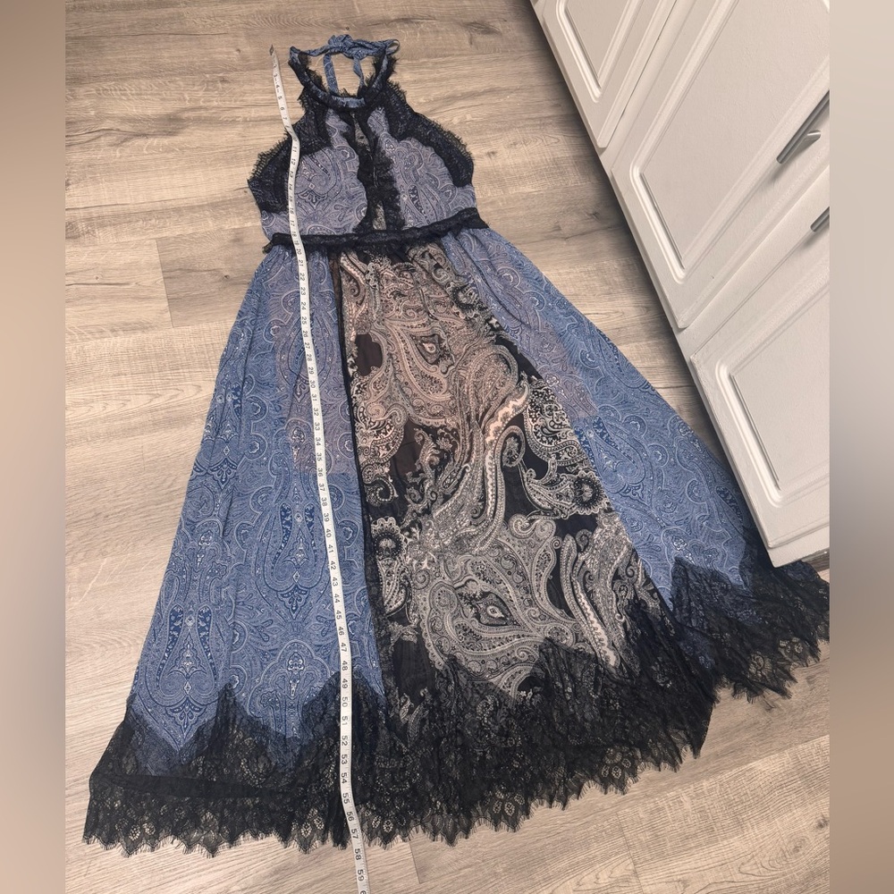 Zara Black and Blue Lace Backless Dress - Picture 9 of 16